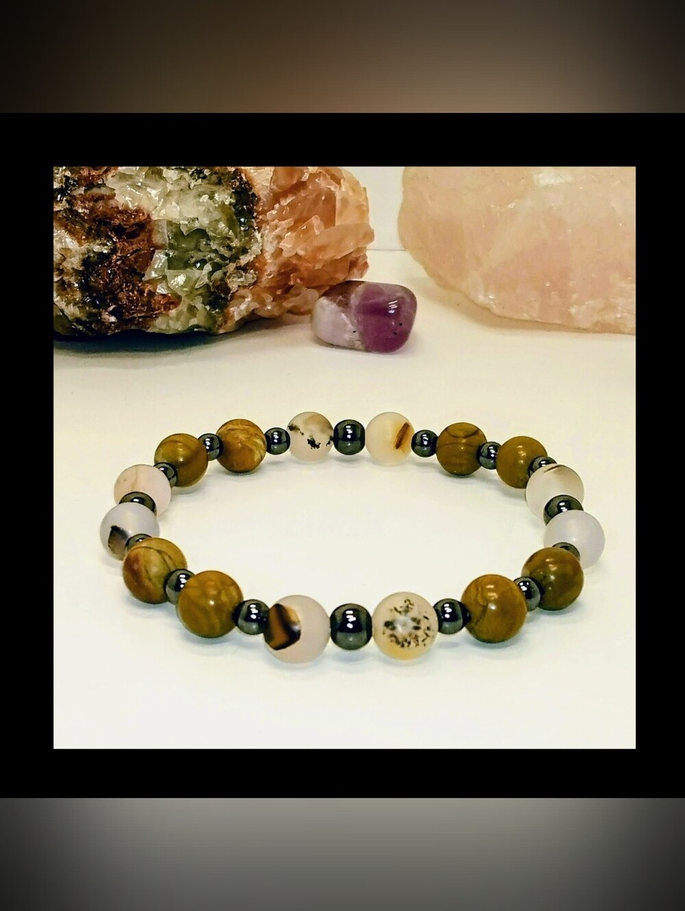 "The Big Sky Anchor" Handcrafted Montana Agate Woodgrain Jasper Bracelet